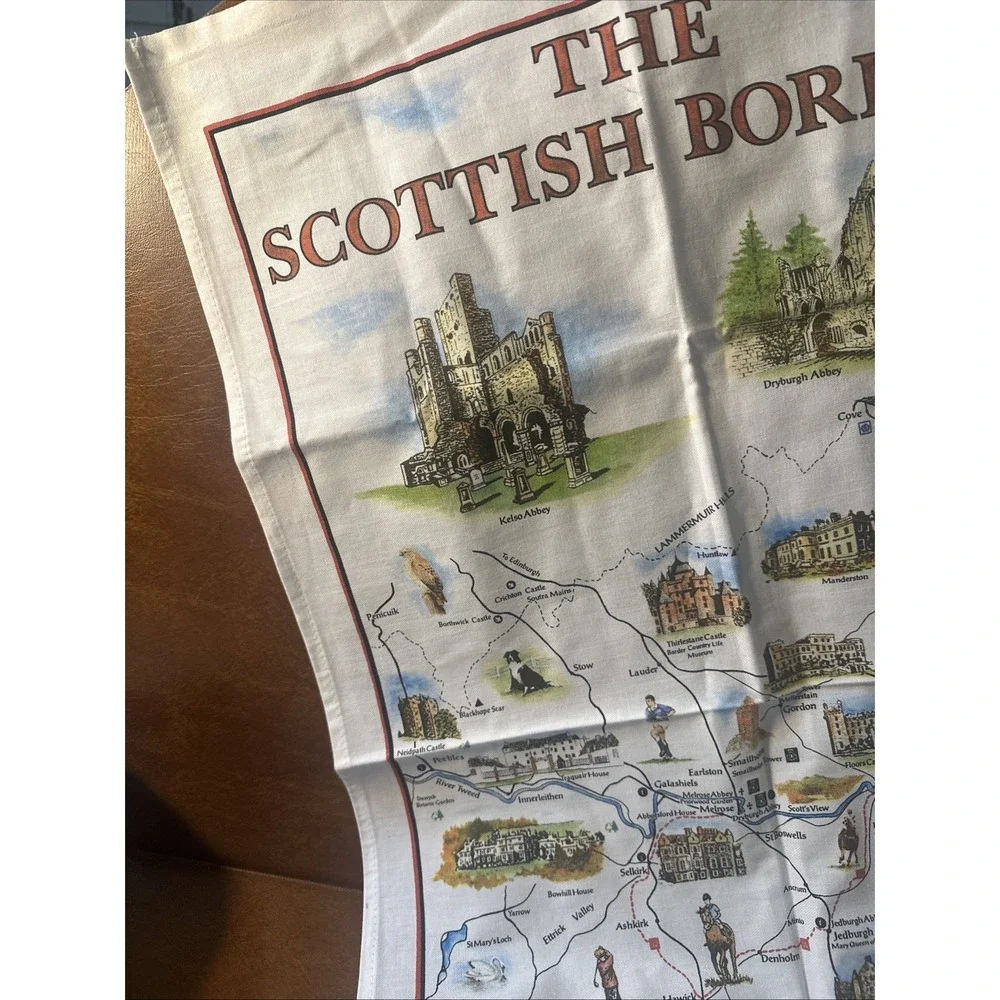 VTG Kitchen Finger Towel W/ Scottish Borders Linen Farmhouse Rural Life 32